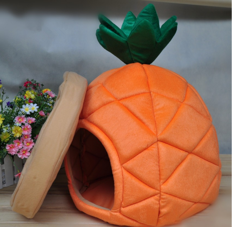 Cute Pineapple Pet Kennel Warm Pet Bed House Small Dog Cat Bed Puppy