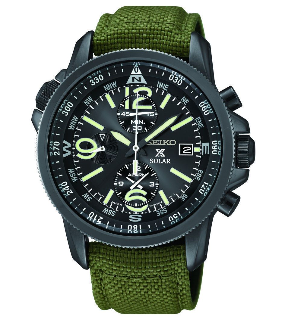 seiko men's beige nylon strap solar dress watch